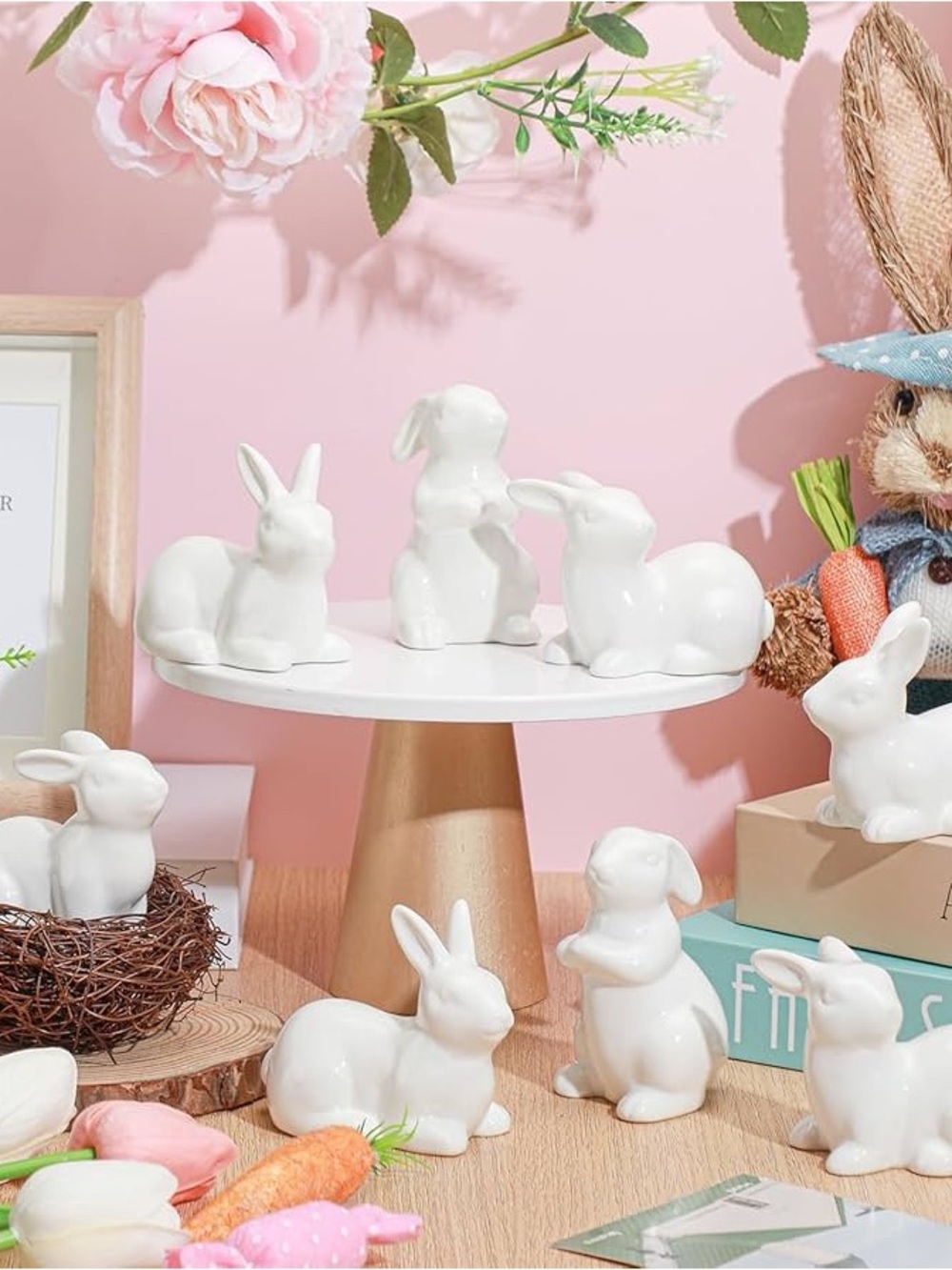 8pc Ceramic Bunny Figurine Decor - Picture 2 of 8